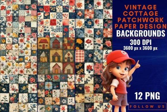 Download Vintage Cottage Patchwork Paper Design - Paper design Collection