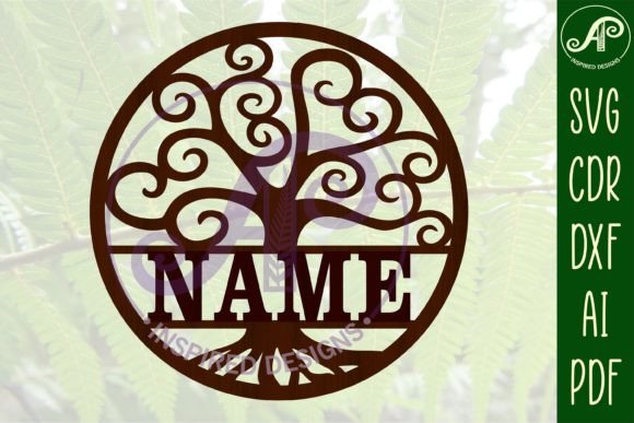 Download Swirl Tree Name Sign SVG Cut File - Tree name sign Collection