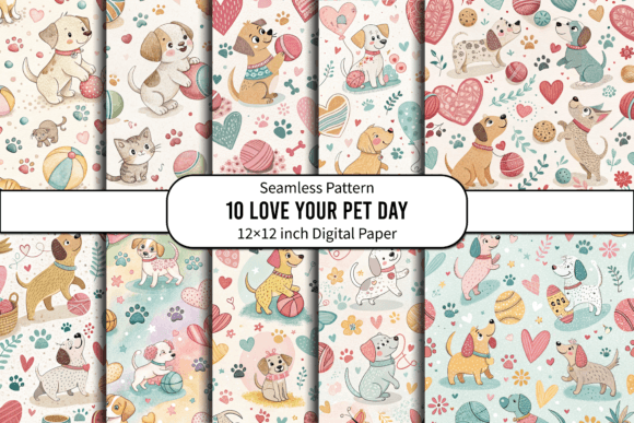Download Pet Lover Seamless Digital Paper Design - Paper design Collection