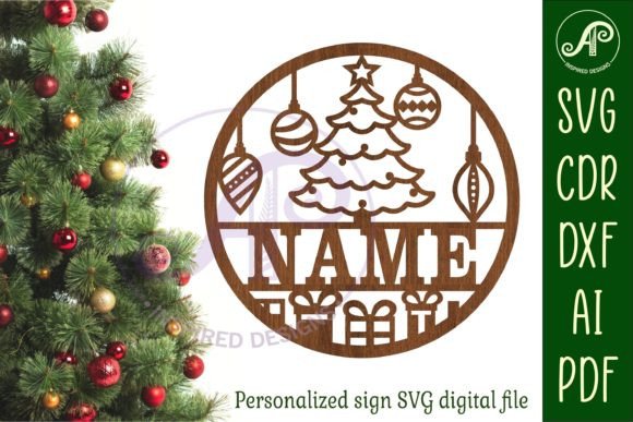 Download Christmas Tree Name Sign Svg Laser Cut - Tree name sign Collection