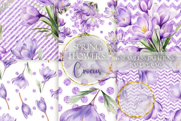 Download Crocus Flower Seamless Paper Design PNG - Paper design Collection